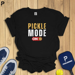 Pickle Mode on Cool Pickleball T-shirt - PickleGenes Pickleball T-Shirt