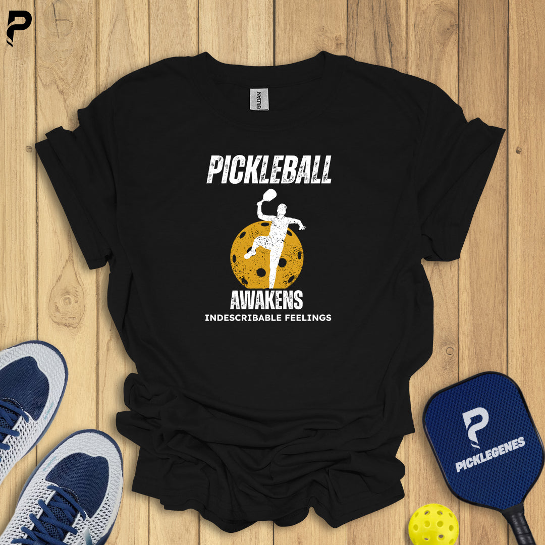 Pickleball Awakens Indescribable Feelings Athletic Pickleball T-shirt for Pickleball Players - Back View