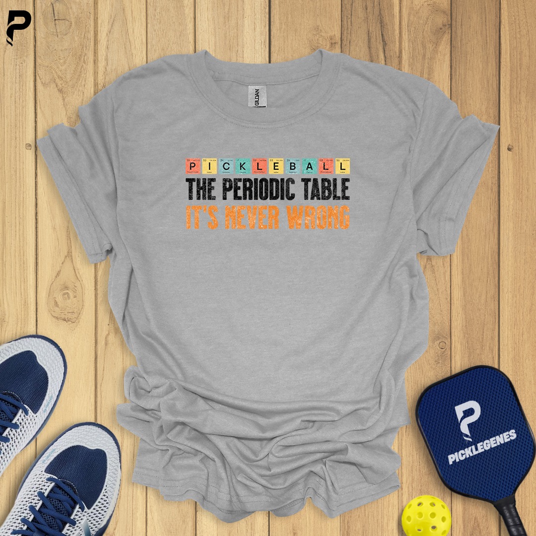 The Periodic Table Athletic Pickleball Tshirt for Men & Women - Size Chart
