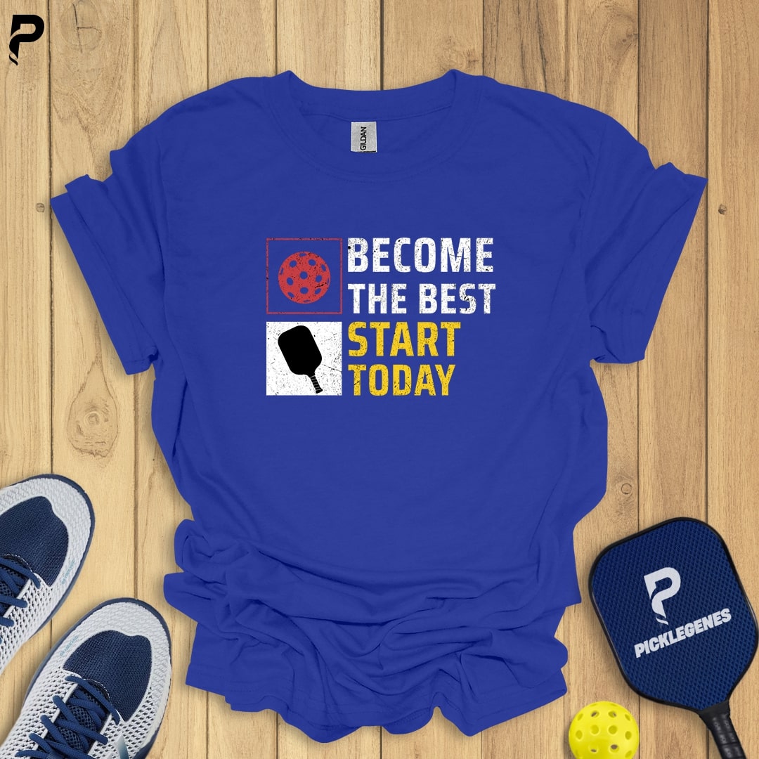 Athletic Pickleball T-shirt for men and women – Become The Best Start Today design.
