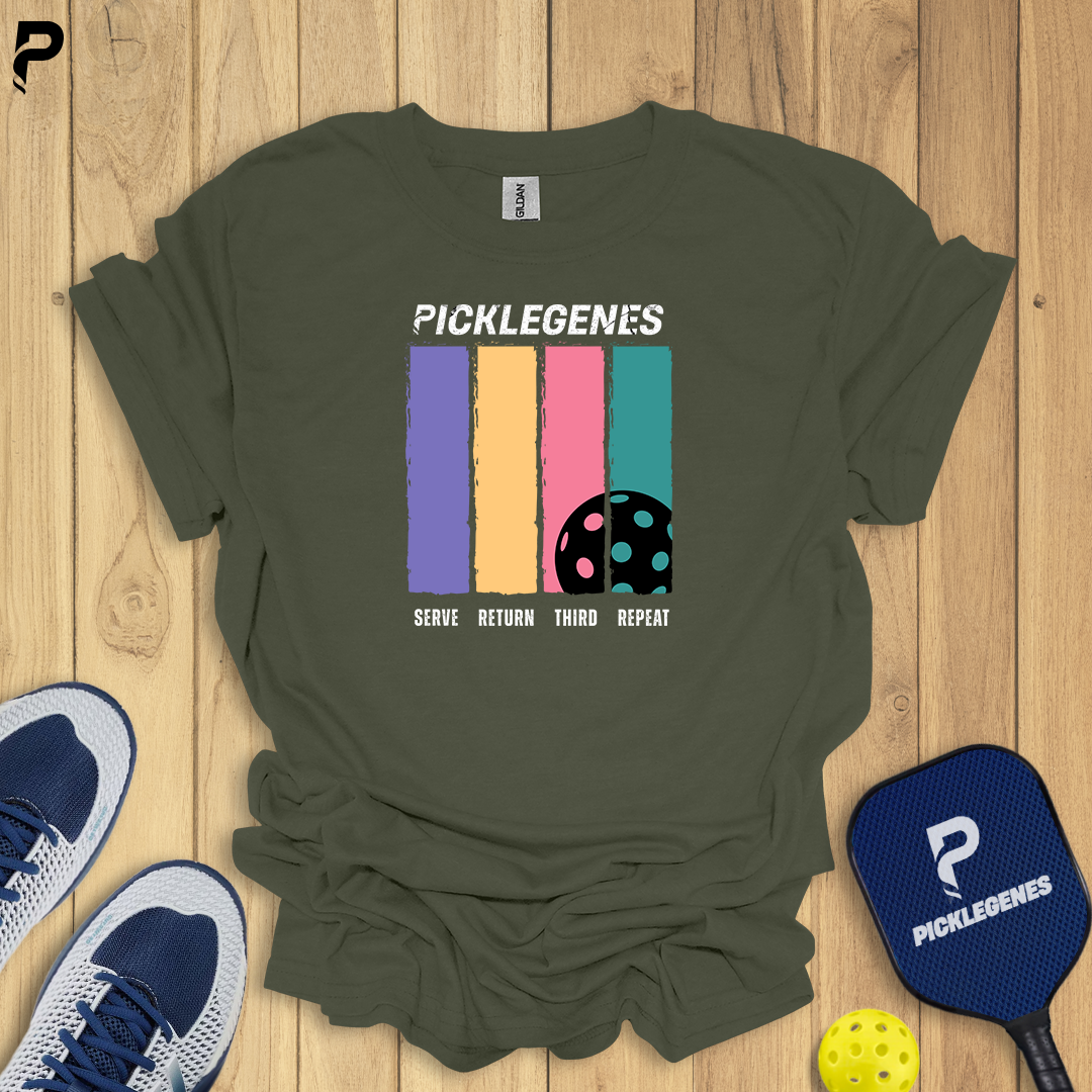 Serve Return Third Repeat Pickleball T-shirt - Pickleball T-Shirt Design 7