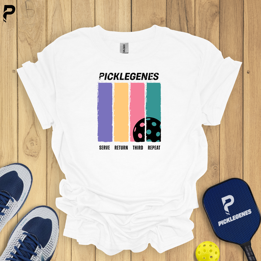 Serve Return Third Repeat Pickleball T-shirt - Back View