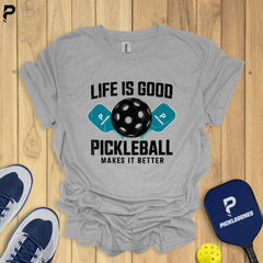 Life Is Good Funny Pickleball T-shirt - Size Chart