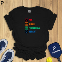 Eat Sleep Pickleball Repeat Pickleball T-shirt - Best Pickleball Shirts to Wear