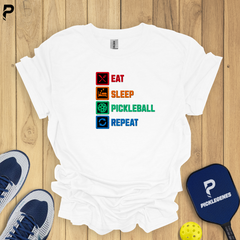 Eat Sleep Pickleball Repeat Pickleball T-shirt - Best Pickleball Shirts to Wear
