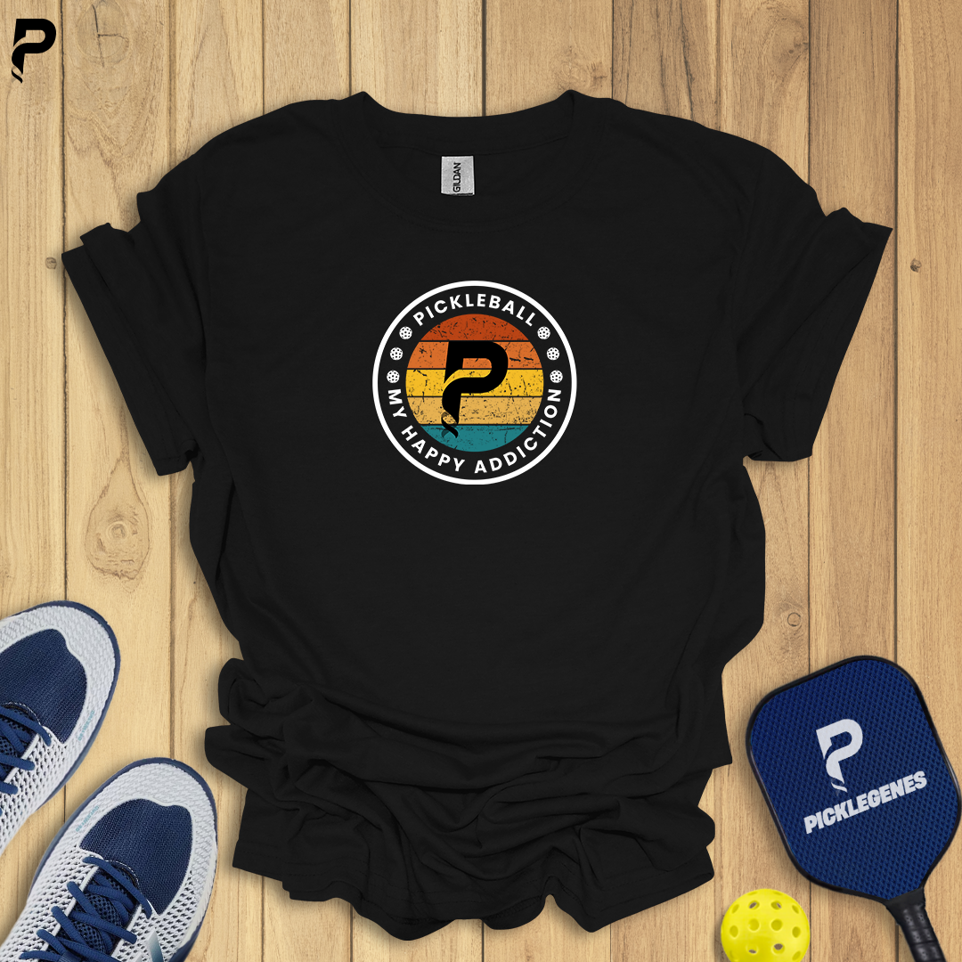 Pickleball My Happy Addiction Pickleball T-shirt - Size Chart