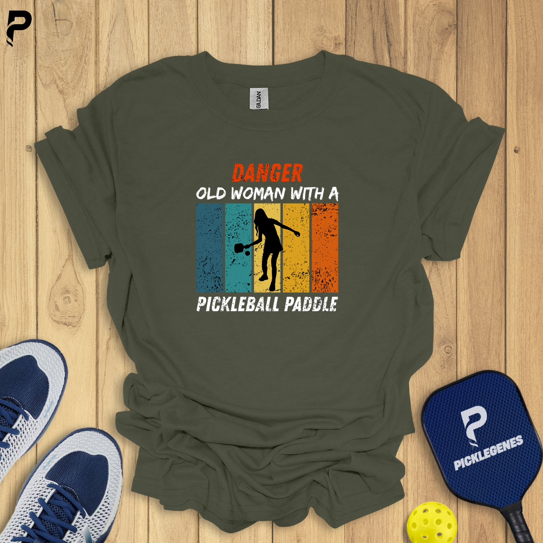 Danger Old Woman With A Pickleball Paddle